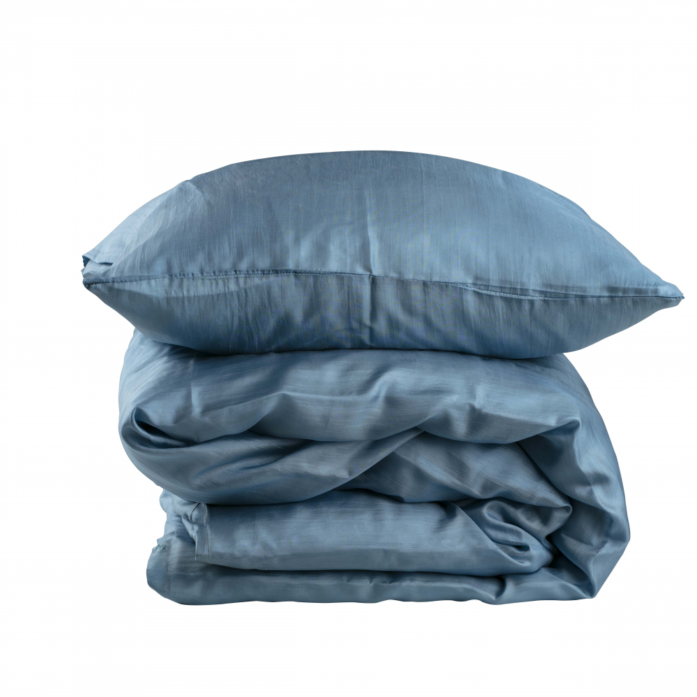 Påslakanset siden jeansblå 10 Momme