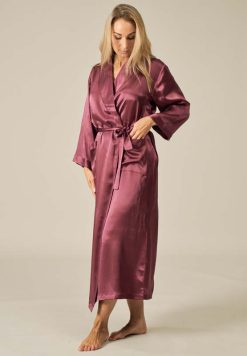 Sidenmorgonrock sidensatin Burgundy