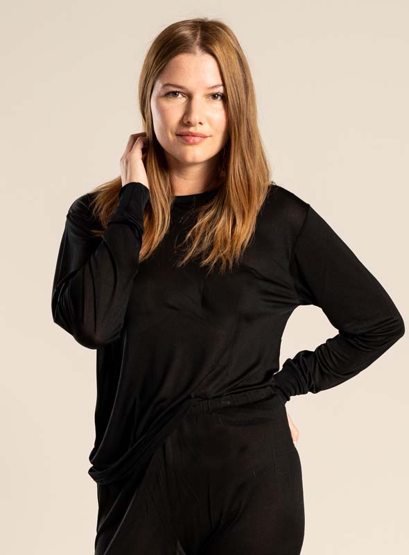 Sidenundertröja lång ärm unisex